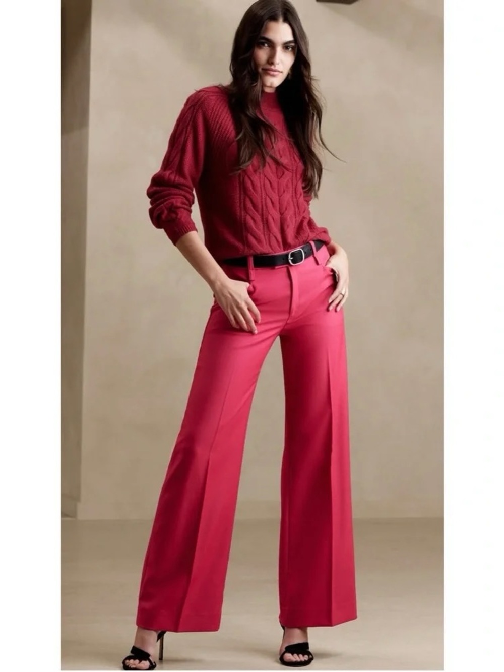 NWT Banana Republic Lido Wide Leg Italian Wool Pant, Pink, Size 0